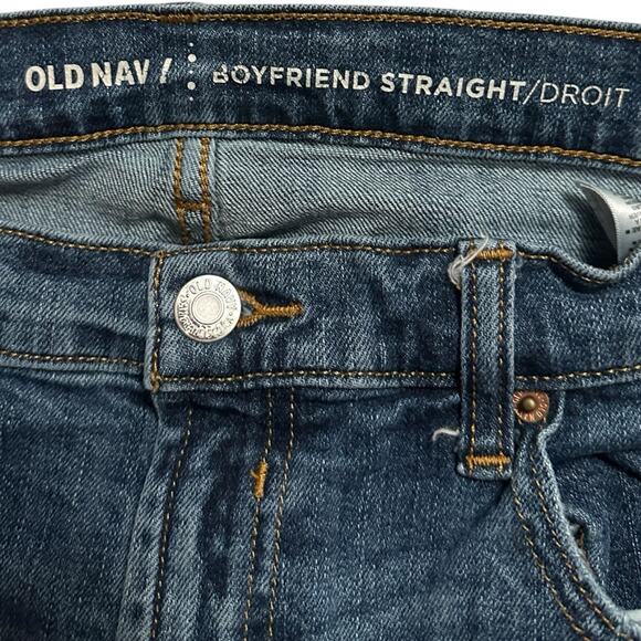 Old Navy Jeans Women’s 8 Medium Wash Distressed Boyfriend Straight Raw Hem - Picture 3 of 8